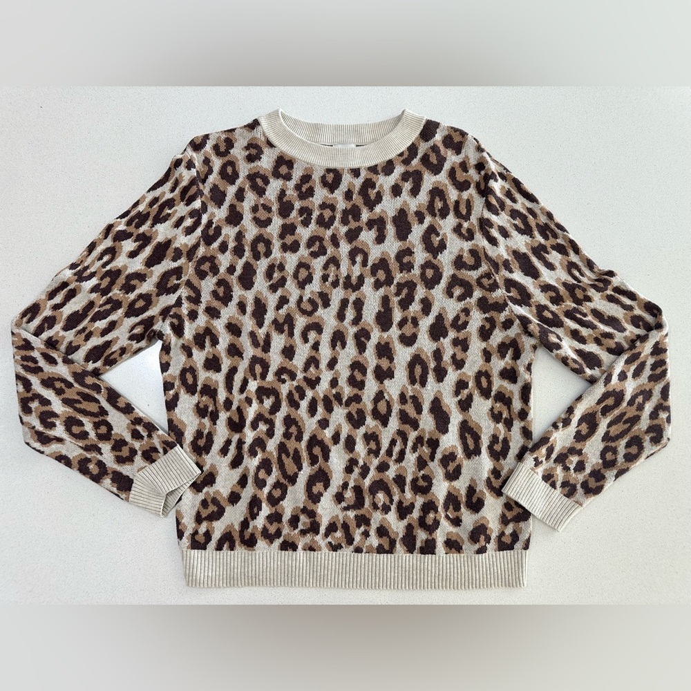 A New Day Leopard Print Crew Neck Sweater.